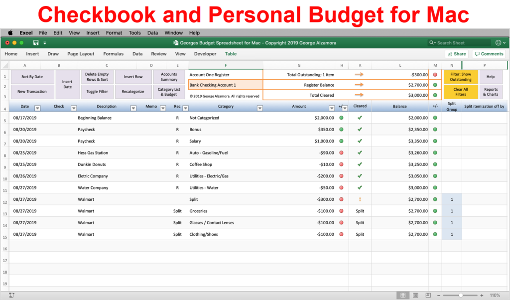 budget template for mac excel